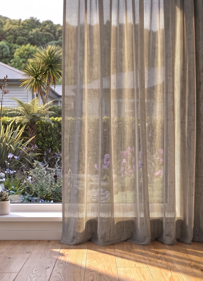 Aruba Sheer Curtain Range for Pleated Curtains. Aruba: Fawn (for Pleated Curtains)