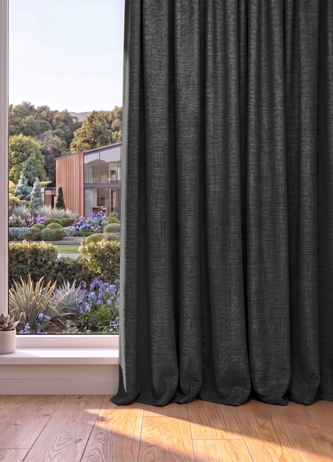 Chesterfield: Thermal Backed for Pleated Curtains Chestrfield: Charcoal