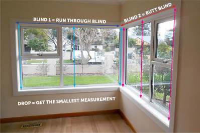 How do I measure for a corner window , where glass meets glass?
