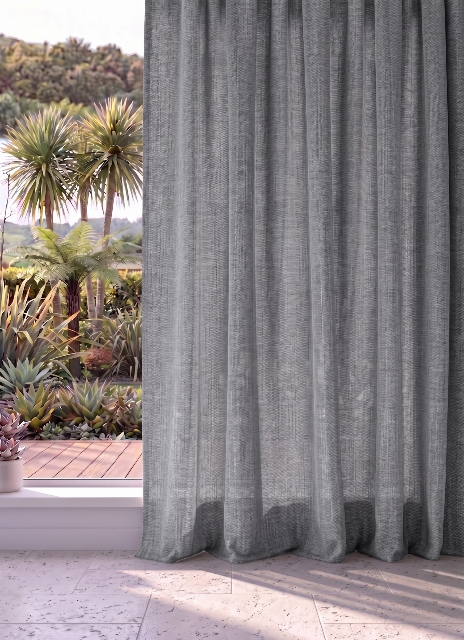 Abaca: Semi Sheer, Light Dimming Curtain Range with Separate Lining Abaca with Separate Blackout Lining: Concrete Abaca: Semi Sheer, Light Dimming Curtain Range with Separate Lining Abaca with Separate Blackout Lining: Concrete